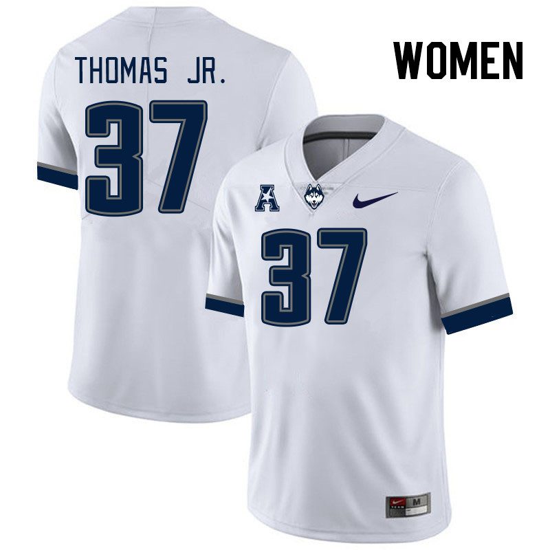 Women #37 Malik Thomas Jr. Uconn Huskies College Football Jerseys Stitched-White